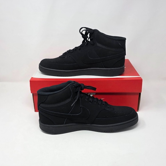 Nike CU6620-001 Court Vision Mid Shoes Mens Size 8.5 Triple Black Sneakers Suede main image 7